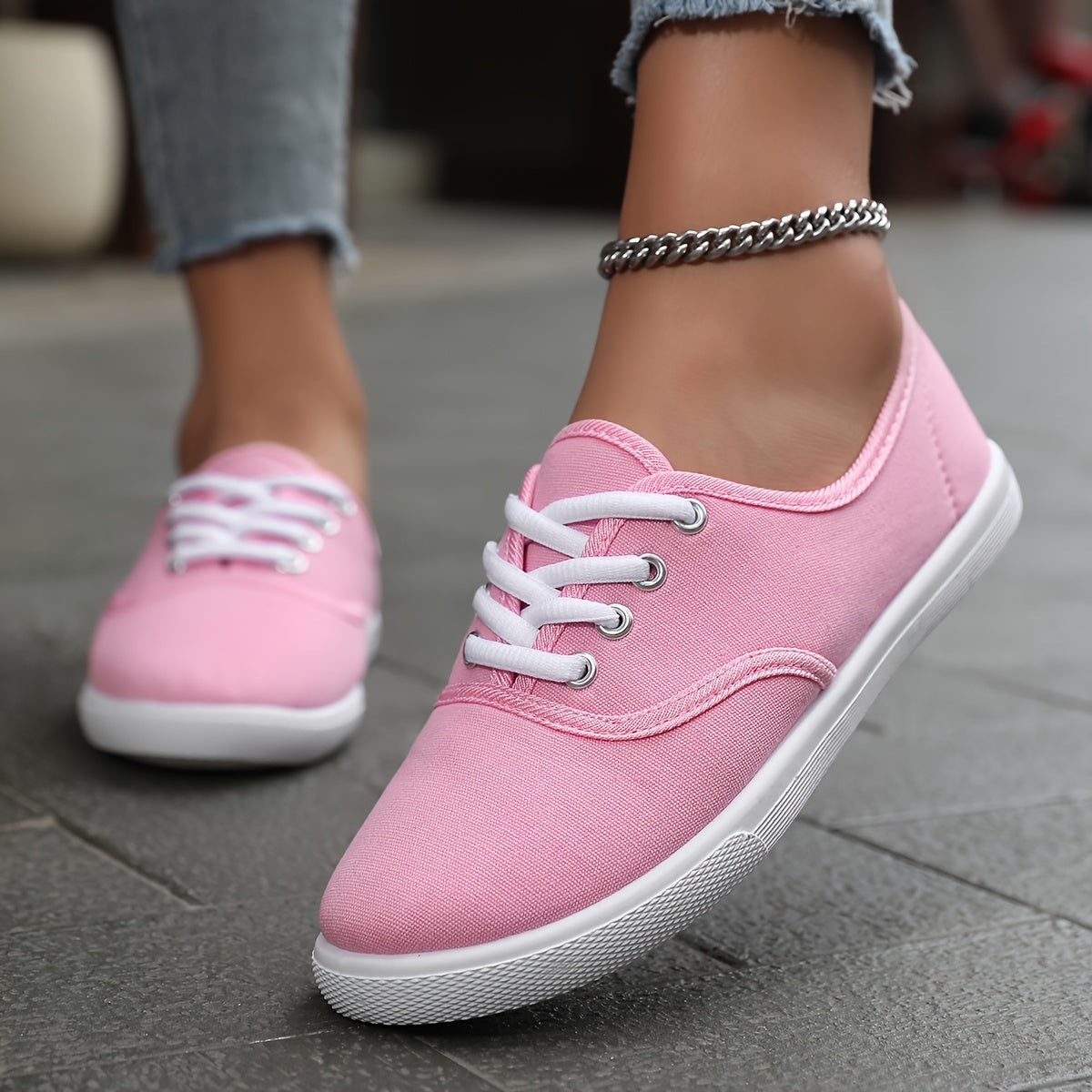 Comfortable Low Canvas Lace-Up Shoes