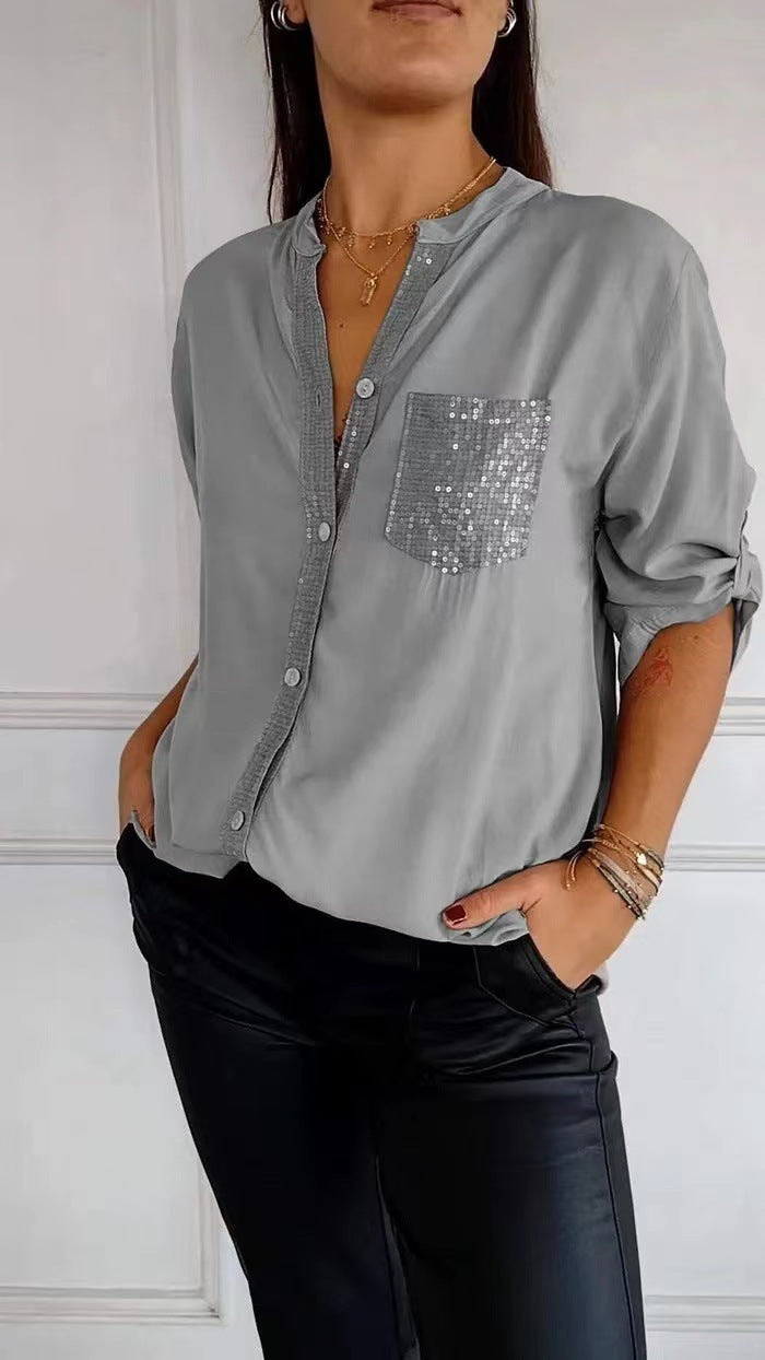 Lysse Fashion | Glitter Blouse With Sequin Pocket