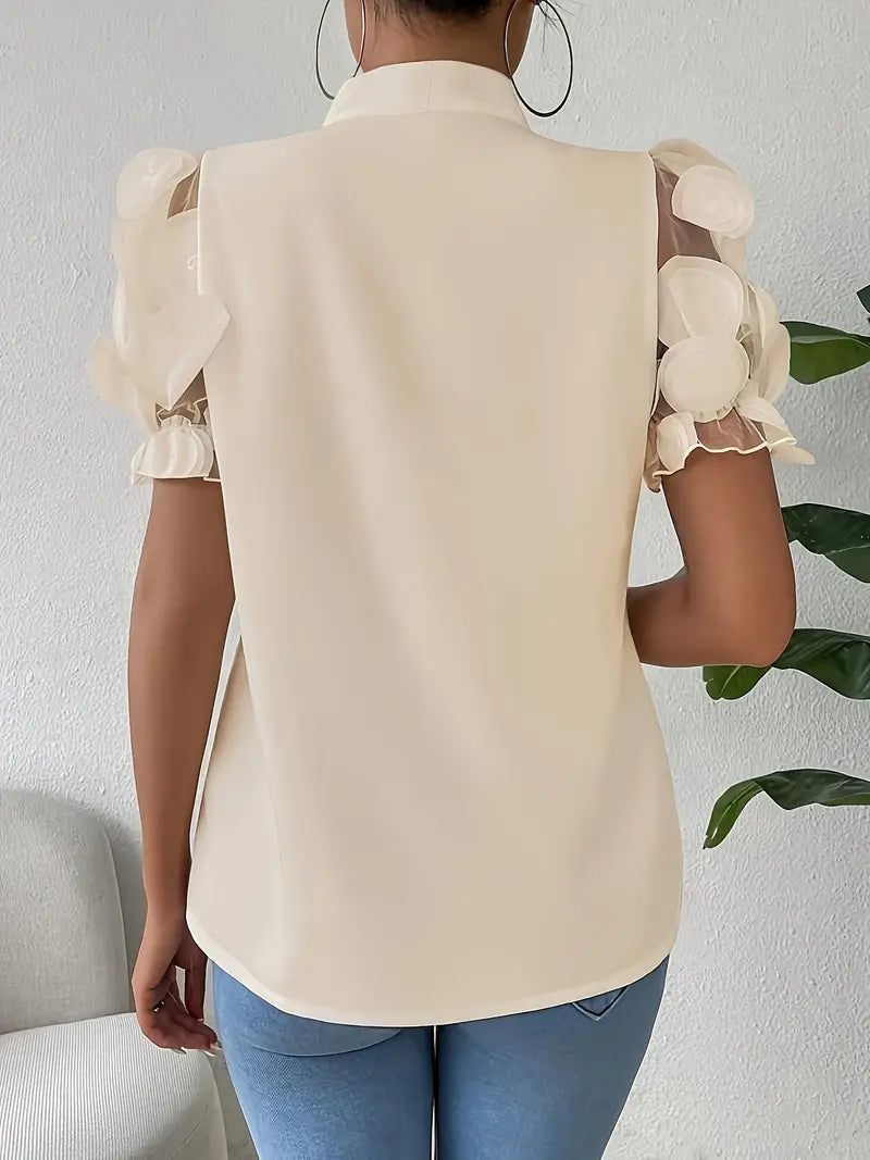 Blouse with Transparent Puff Sleeves