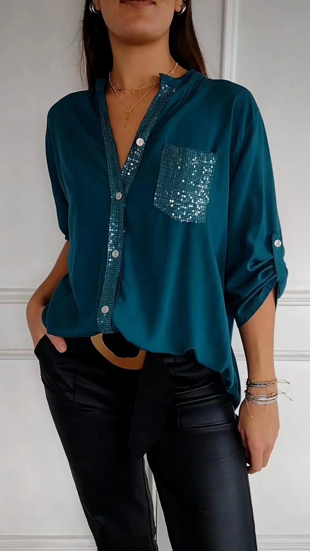 Lysse Fashion | Glitter Blouse With Sequin Pocket