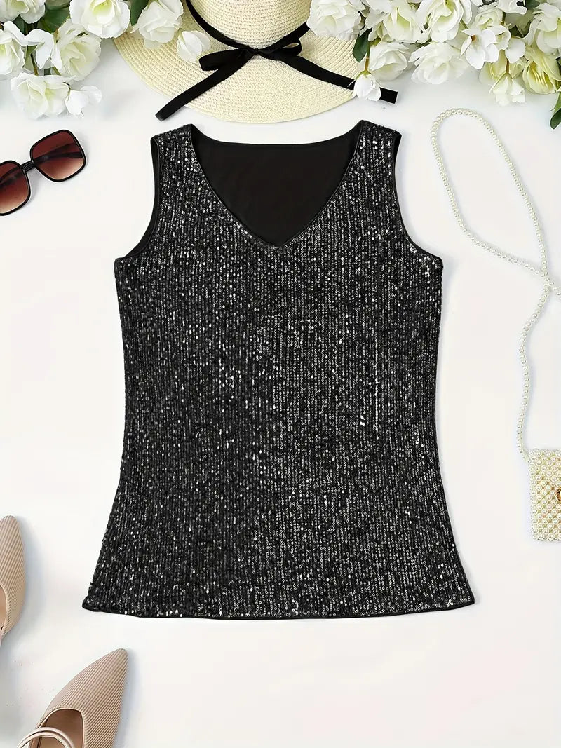 Elegant Sleeveless Top with Sequins