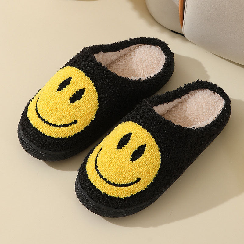 Large Smiley Pattern Fur Slippers