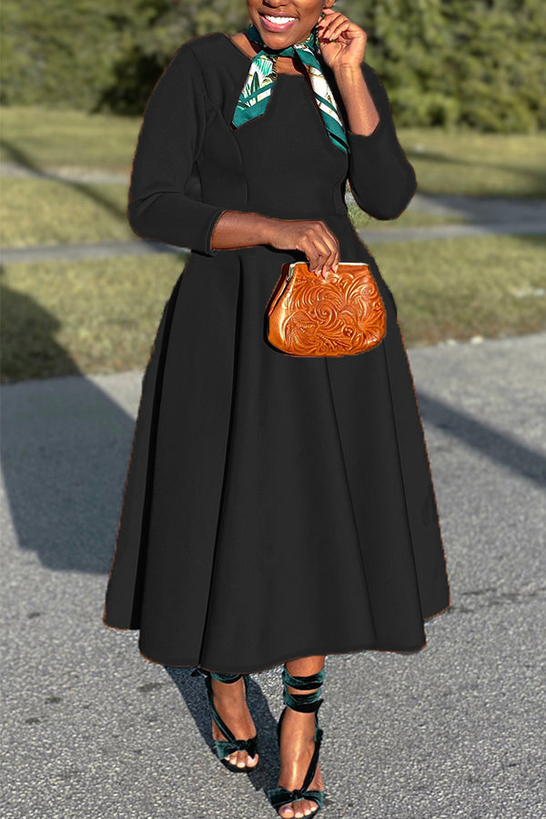 3/4-Sleeve Swing Dress