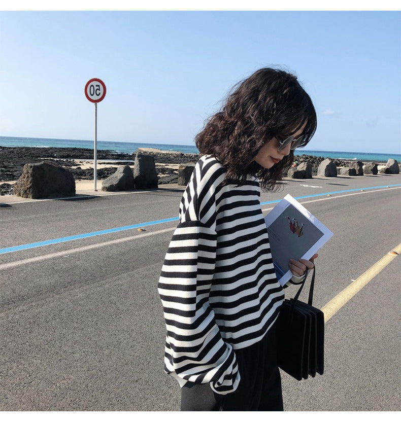 Retro-Striped Long Sleeve Shirt