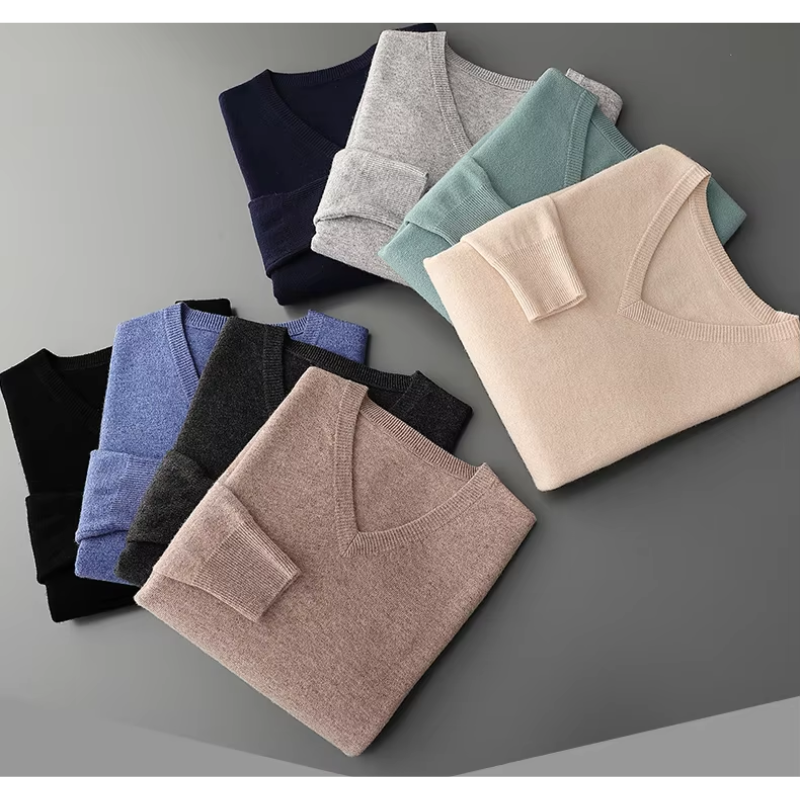 Cashmere Pullover Men, V-neck, Soft Cashmere Knit Material