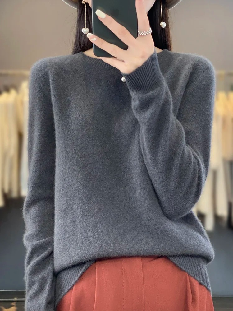 Cashmere Sweater Women Round Neck Soft and Elegant Knit Sweater