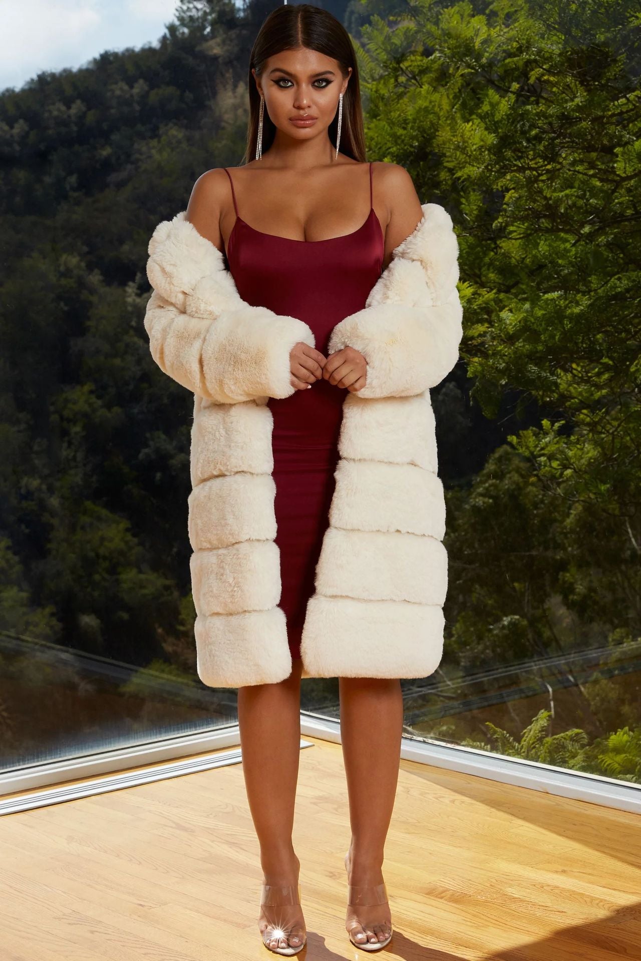 Ladies Elegant Faux Fur Jacket with Textured Surface and Generous Cut