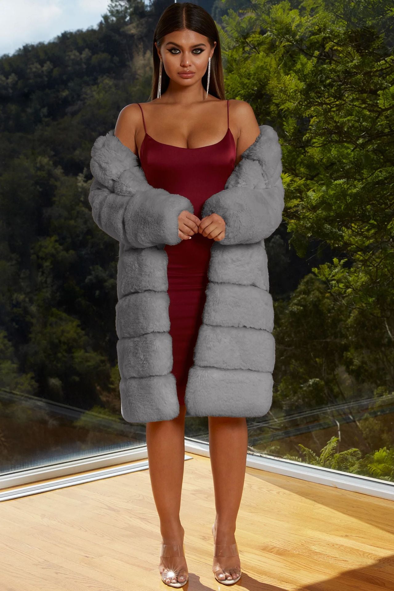 Ladies Elegant Faux Fur Jacket with Textured Surface and Generous Cut