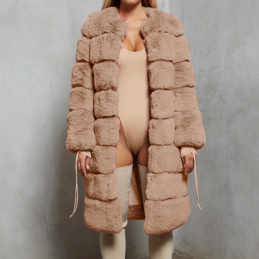 Ladies Elegant Faux Fur Jacket with Textured Surface and Generous Cut