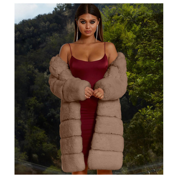Ladies Elegant Faux Fur Jacket with Textured Surface and Generous Cut