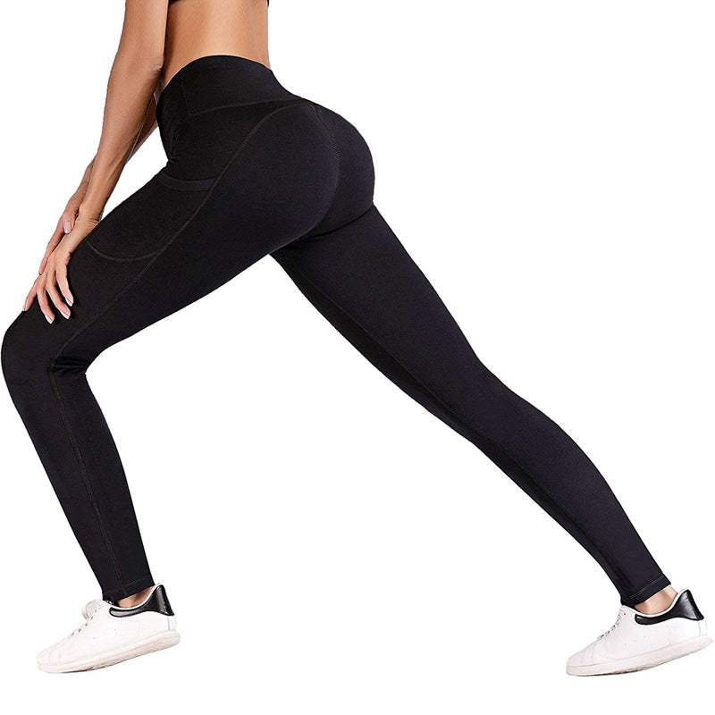 Women's sports leggings with high waistband and practical side pockets