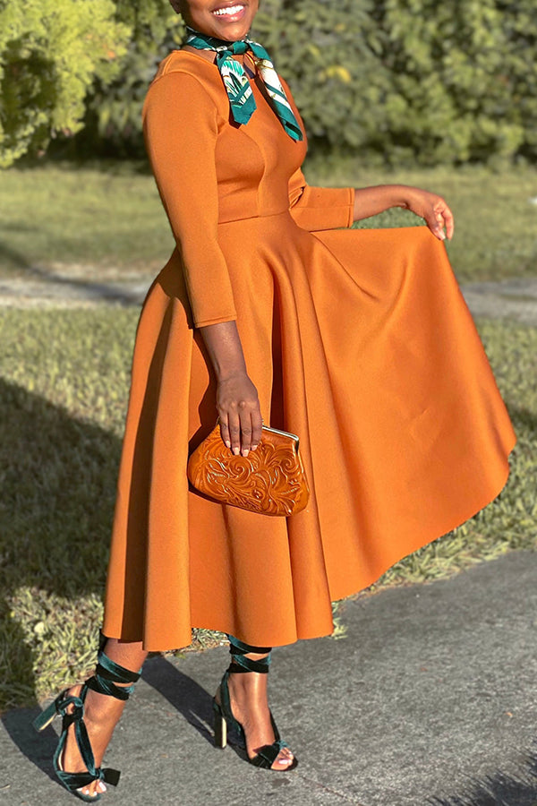3/4-Sleeve Swing Dress