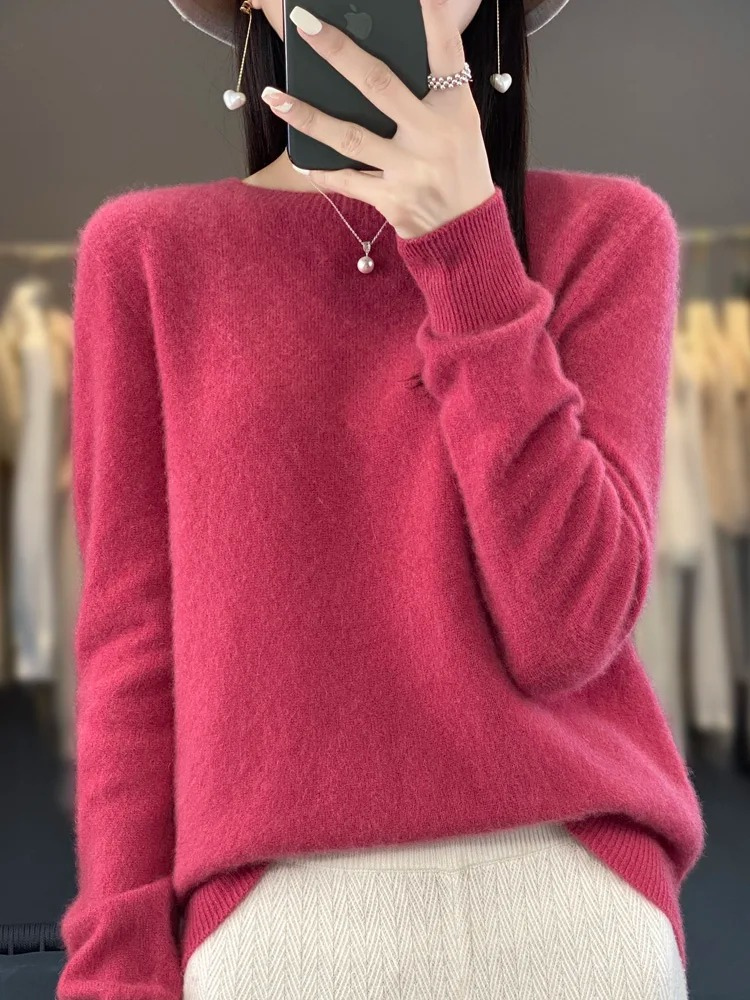 Cashmere Sweater Women Round Neck Soft and Elegant Knit Sweater
