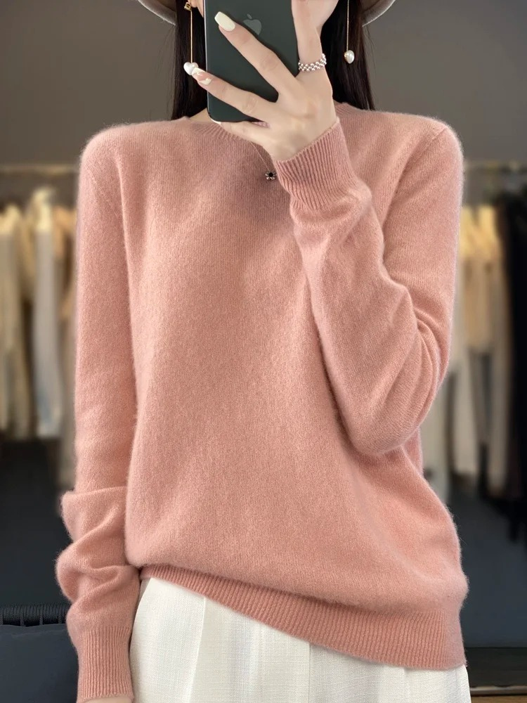Cashmere Sweater Women Round Neck Soft and Elegant Knit Sweater