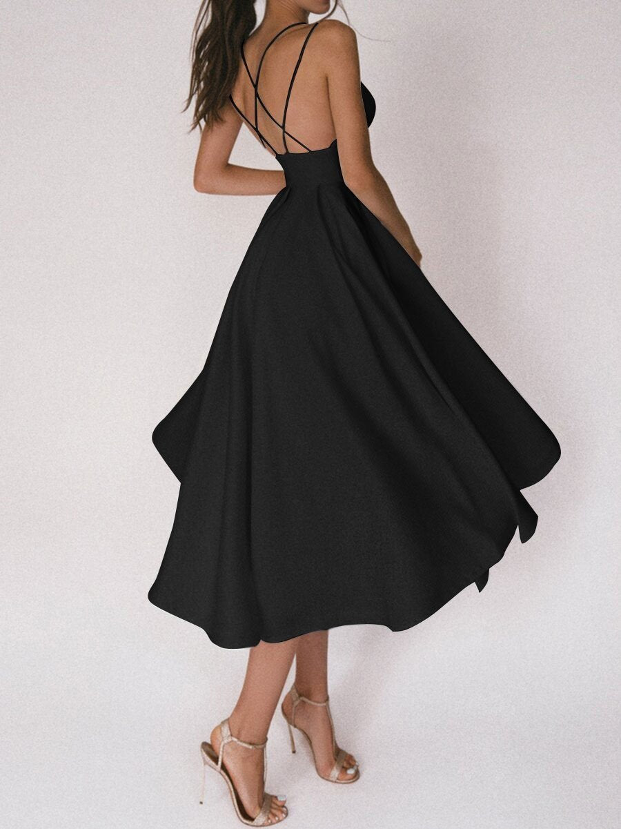 Elegant Midi Dress with Straps for Women