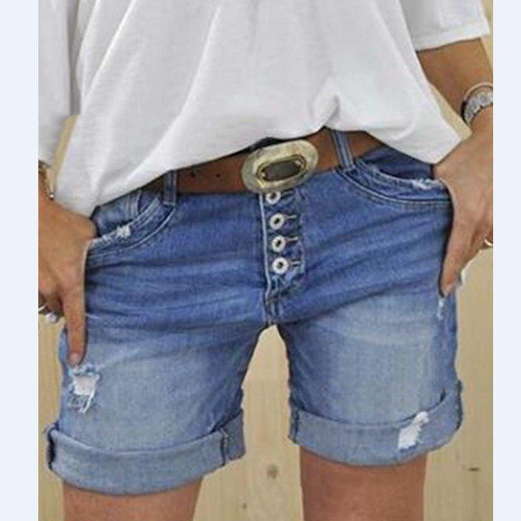 Women's Ripped Denim Shorts