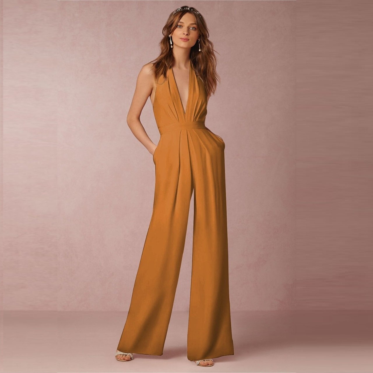 Sleeveless Halterneck Jumpsuit