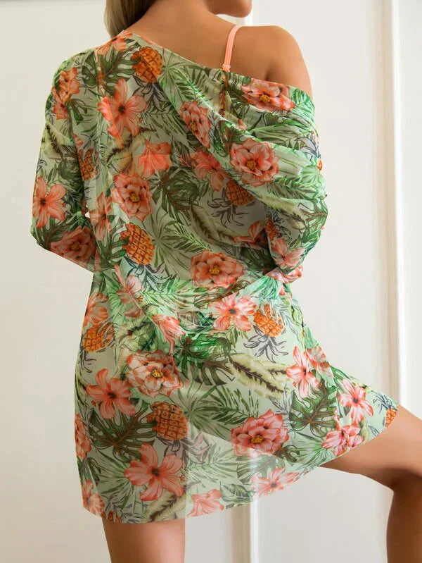 3-In-1-Bikini-Set With Floral Pattern (Bestseller)