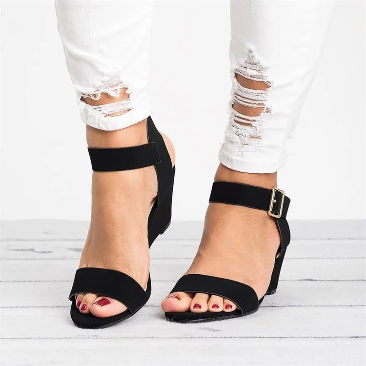 Ladies Wedge Sandals With Elegant Strap Design and Comfortable Footbed W&w