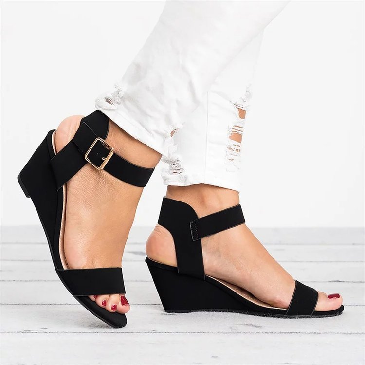 Ladies Wedge Sandals With Elegant Strap Design and Comfortable Footbed W&w