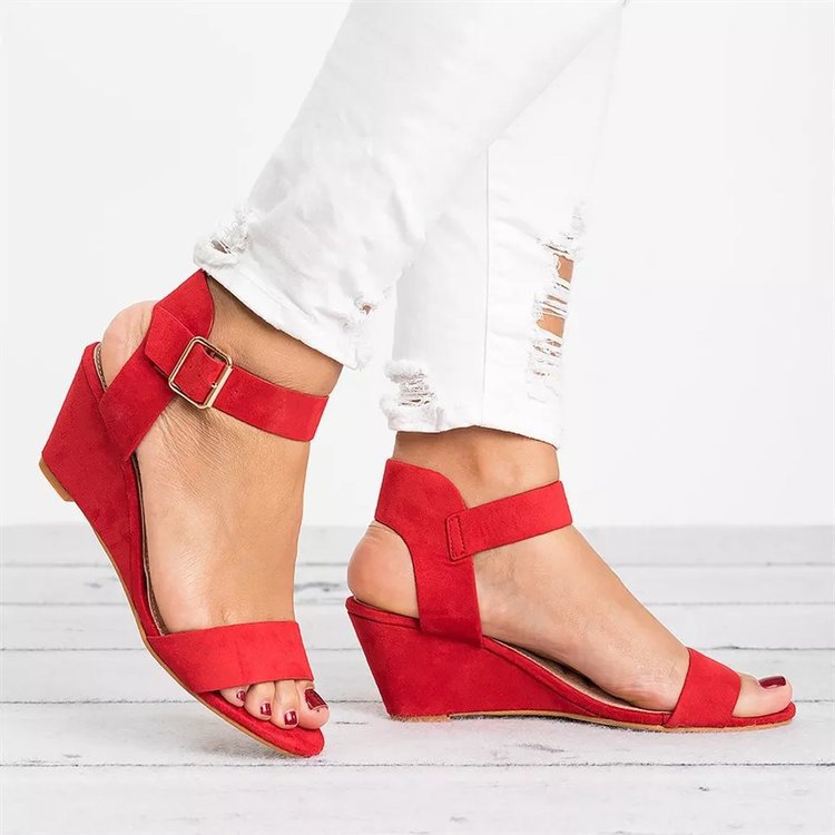 Ladies Wedge Sandals With Elegant Strap Design and Comfortable Footbed W&w