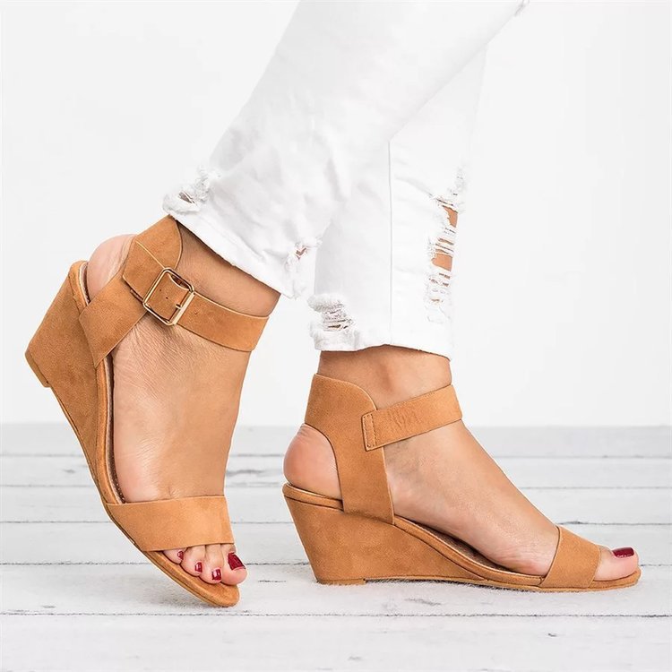 Ladies Wedge Sandals With Elegant Strap Design and Comfortable Footbed W&w