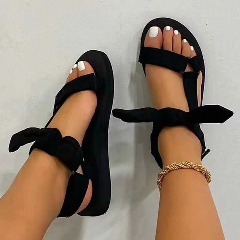 Military with Bow Open Shoes