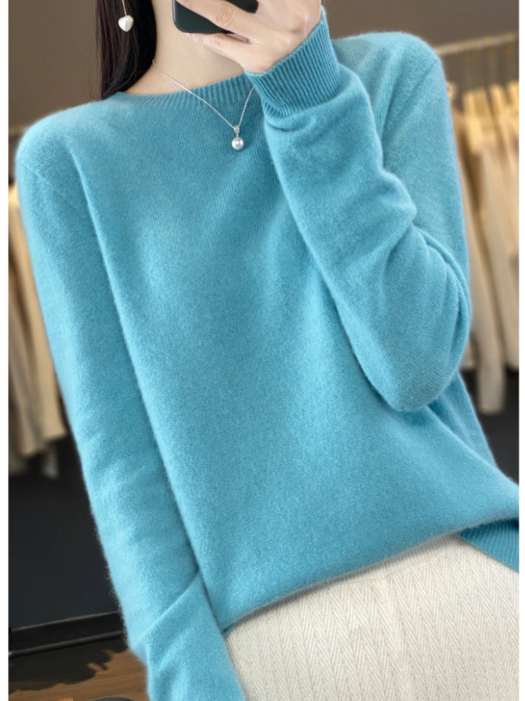 Cashmere Sweater Women Round Neck Soft and Elegant Knit Sweater