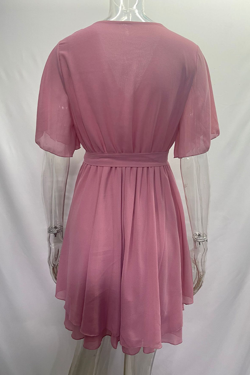 Sexy Solid Color Ruffled V-Neck A-Line Dresses - 3 Colors