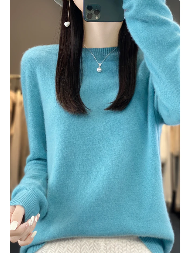 Cashmere Sweater Women Round Neck Soft and Elegant Knit Sweater