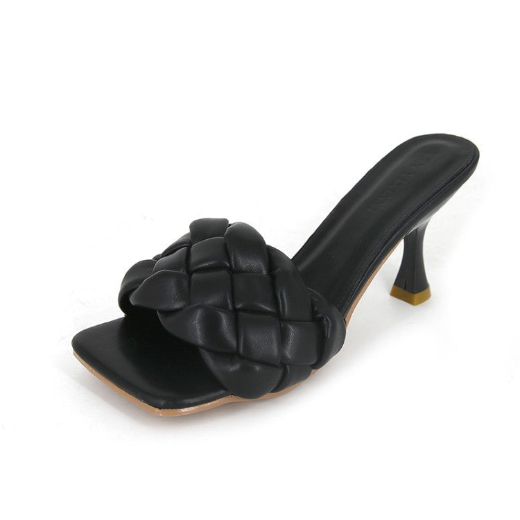 Women High-front Slippers With Braided Upper Material and Elegant Heel W&w