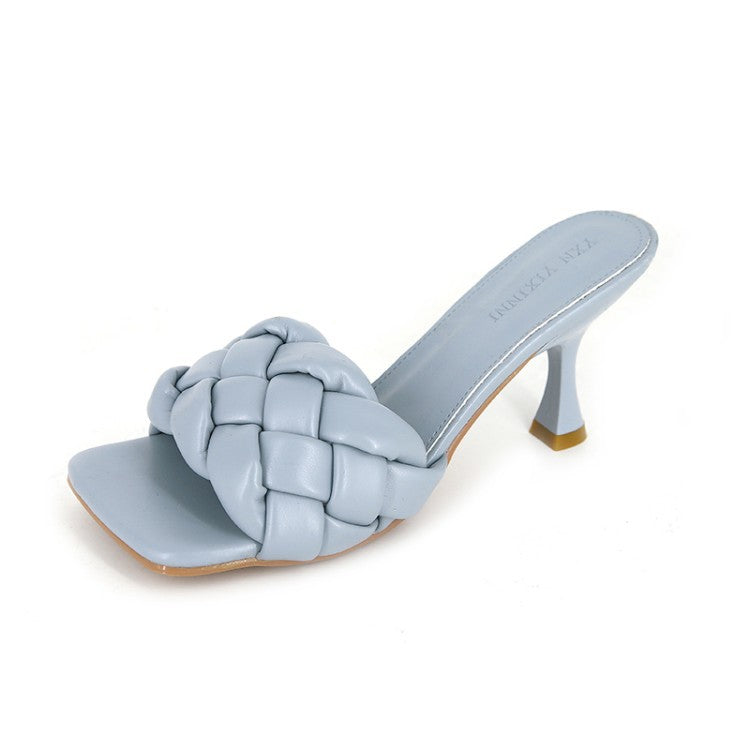 Women High-front Slippers With Braided Upper Material and Elegant Heel W&w