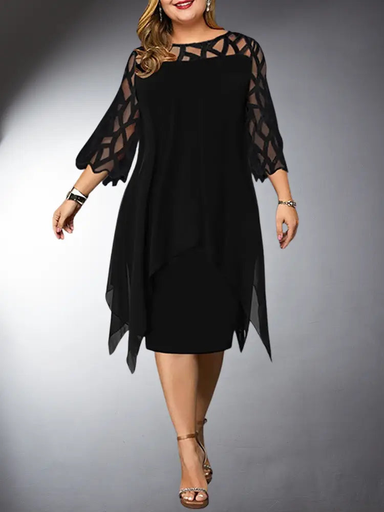 Elegant Plus Size Lace Midi Dress