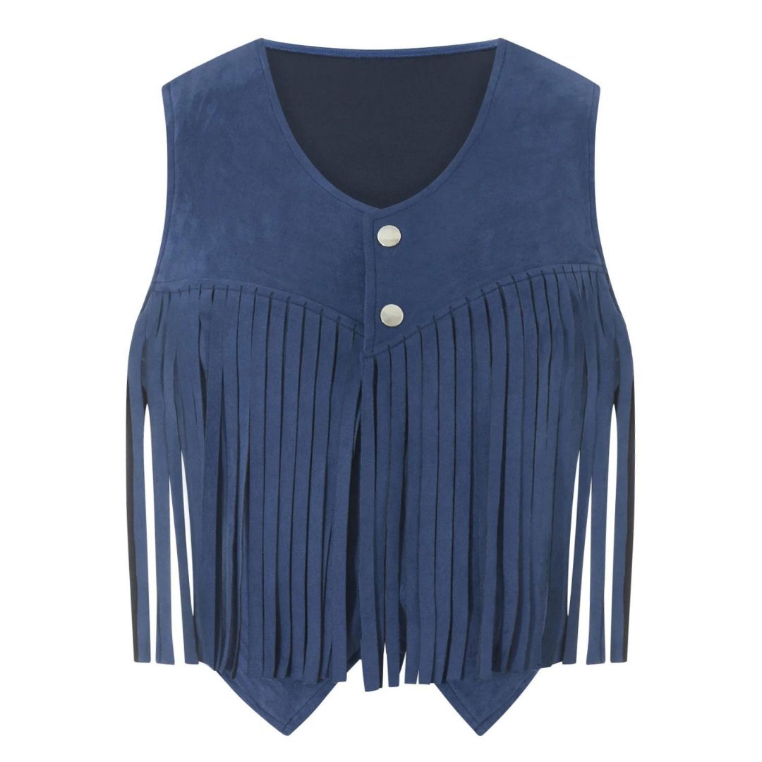 Lysse | Suede Vest With Fringe And Button Detail