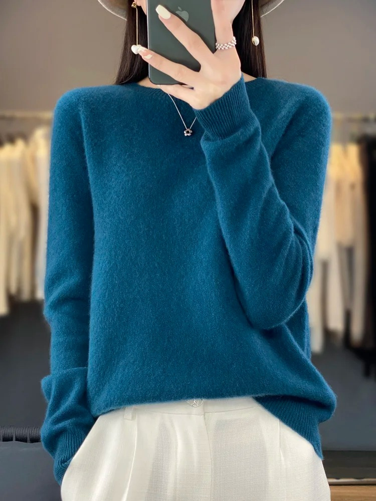 Cashmere Sweater Women Round Neck Soft and Elegant Knit Sweater