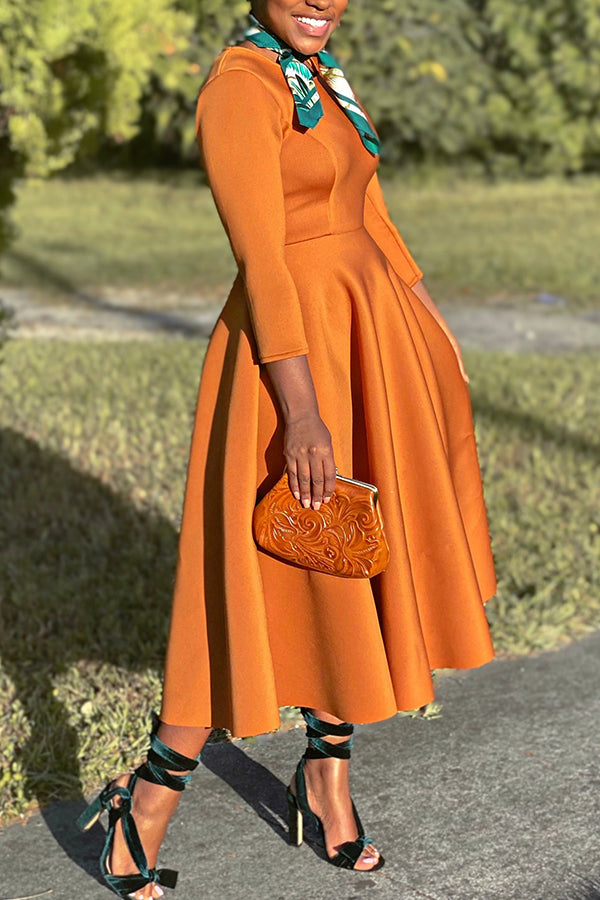 3/4-Sleeve Swing Dress