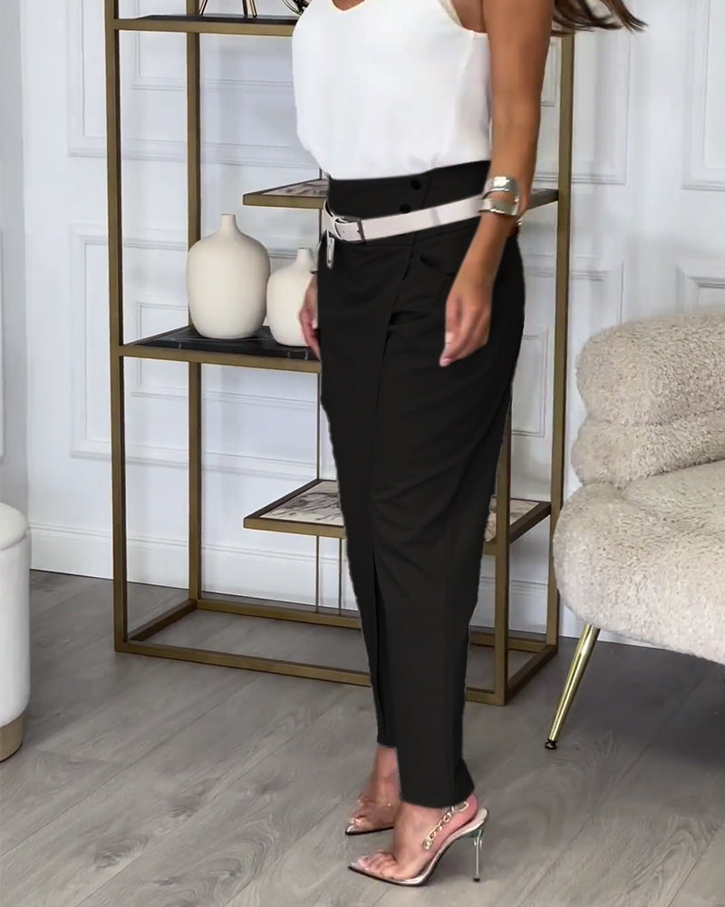 Lysse | Patchwork Pants with Belt