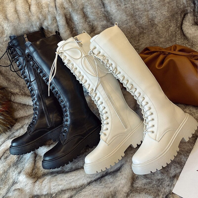 Lysse | Leather knee-high boots with heel for women perfect for casual days