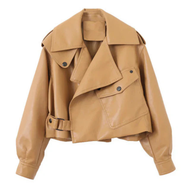 Lysse | Oversized Button Leather Jacket for Women - Ideal for Autumn
