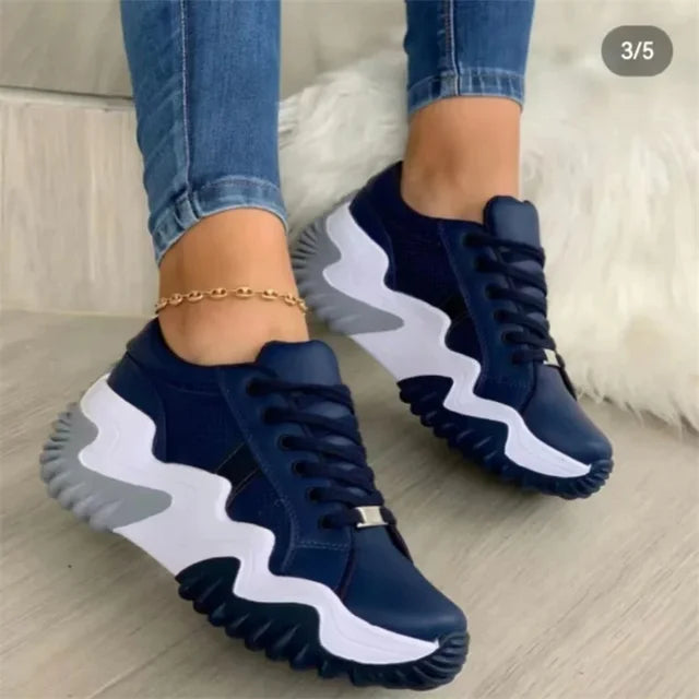Women's Breathable Vulcanized Platform Sneakers With Thick Sole