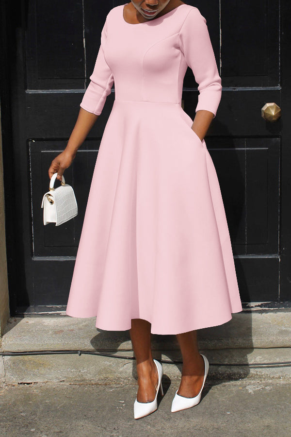 3/4-Sleeve Swing Dress