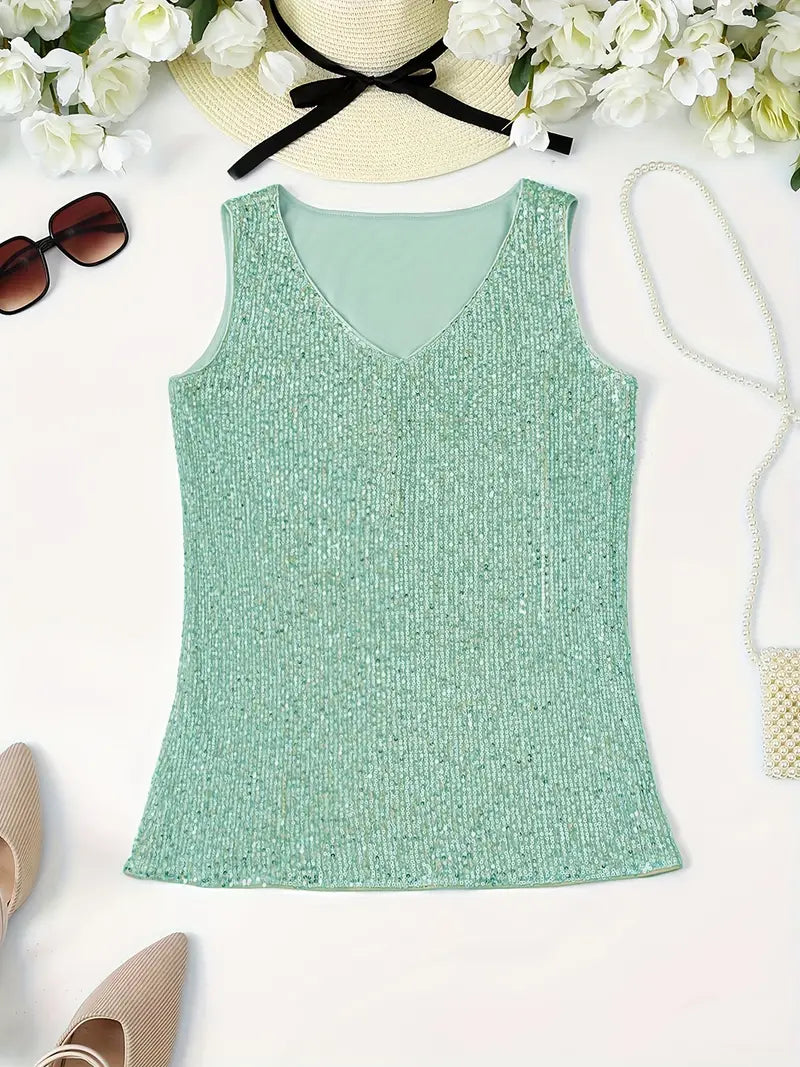 Elegant Sleeveless Top with Sequins