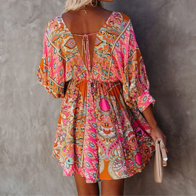 Trendy Short Boho Floral Dress for Women