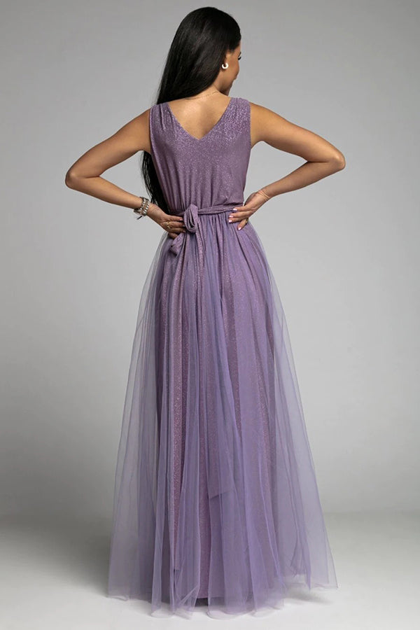 It'S My Day Light Tulle Slit Maxi Dress