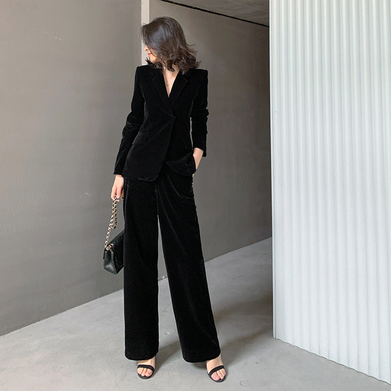 Women's Velvet Tailored Suit Set