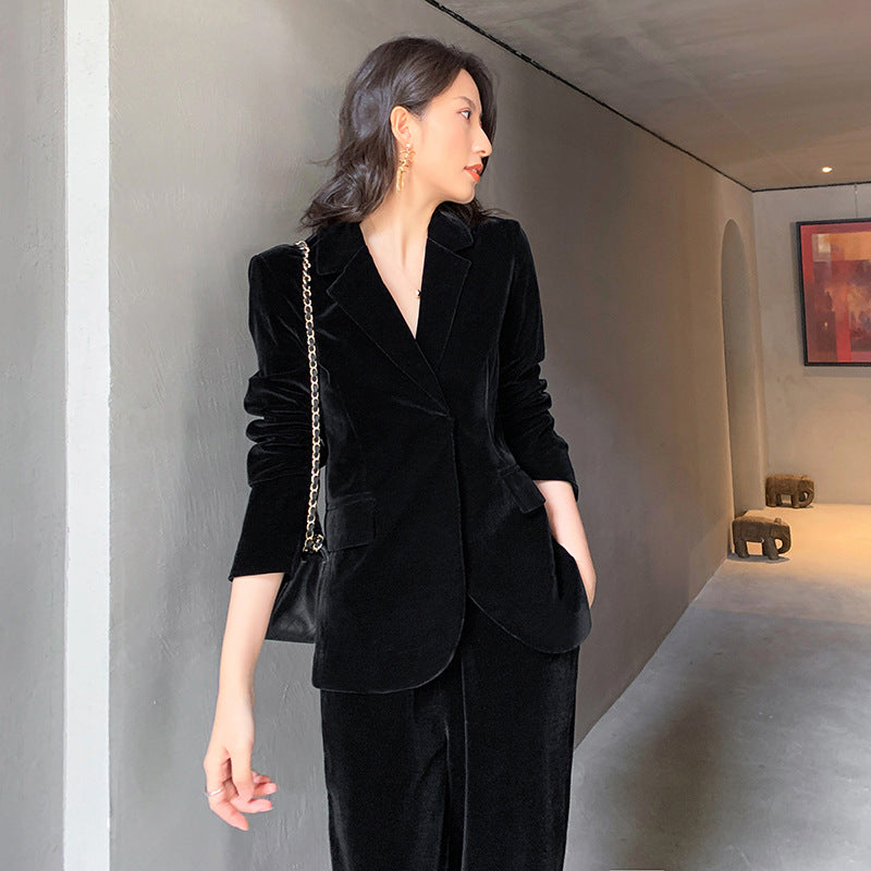 Women's Velvet Tailored Suit Set
