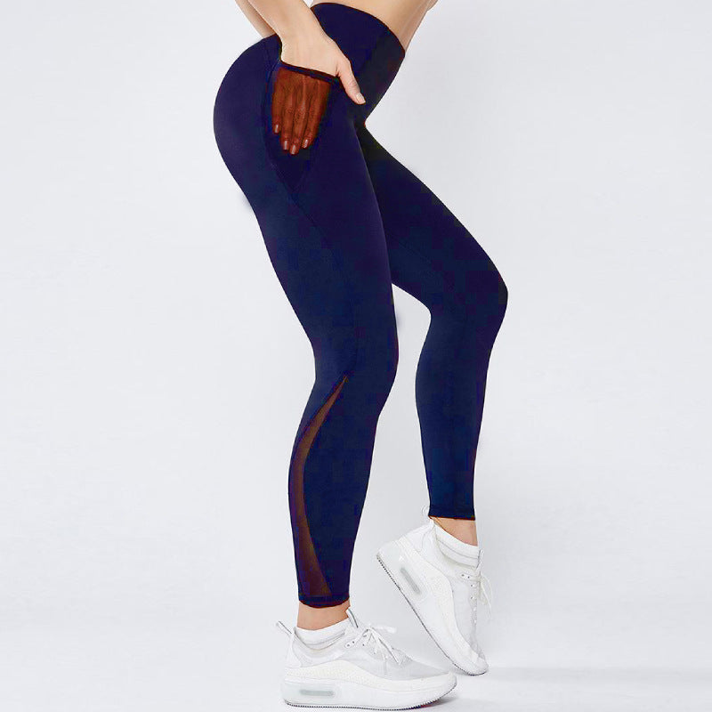 Ladies High Cut Sports Leggings with Side Pocket