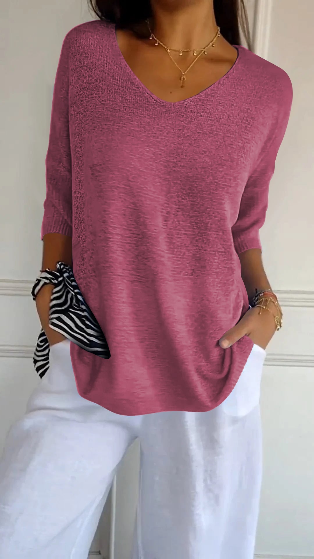 Knit Top With V-Neck
