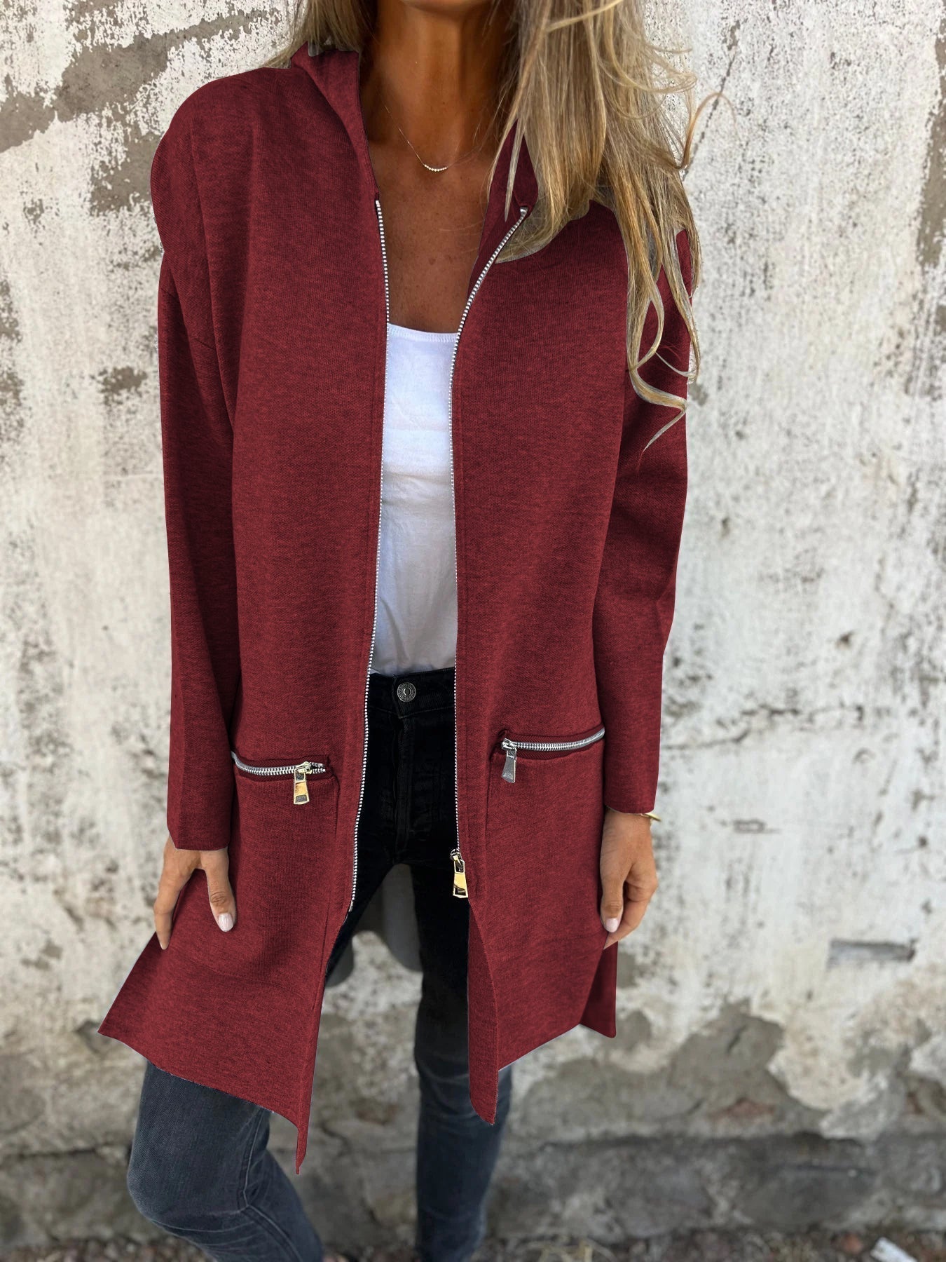 Casual Long Sleeve Jacket With Zipper for Women