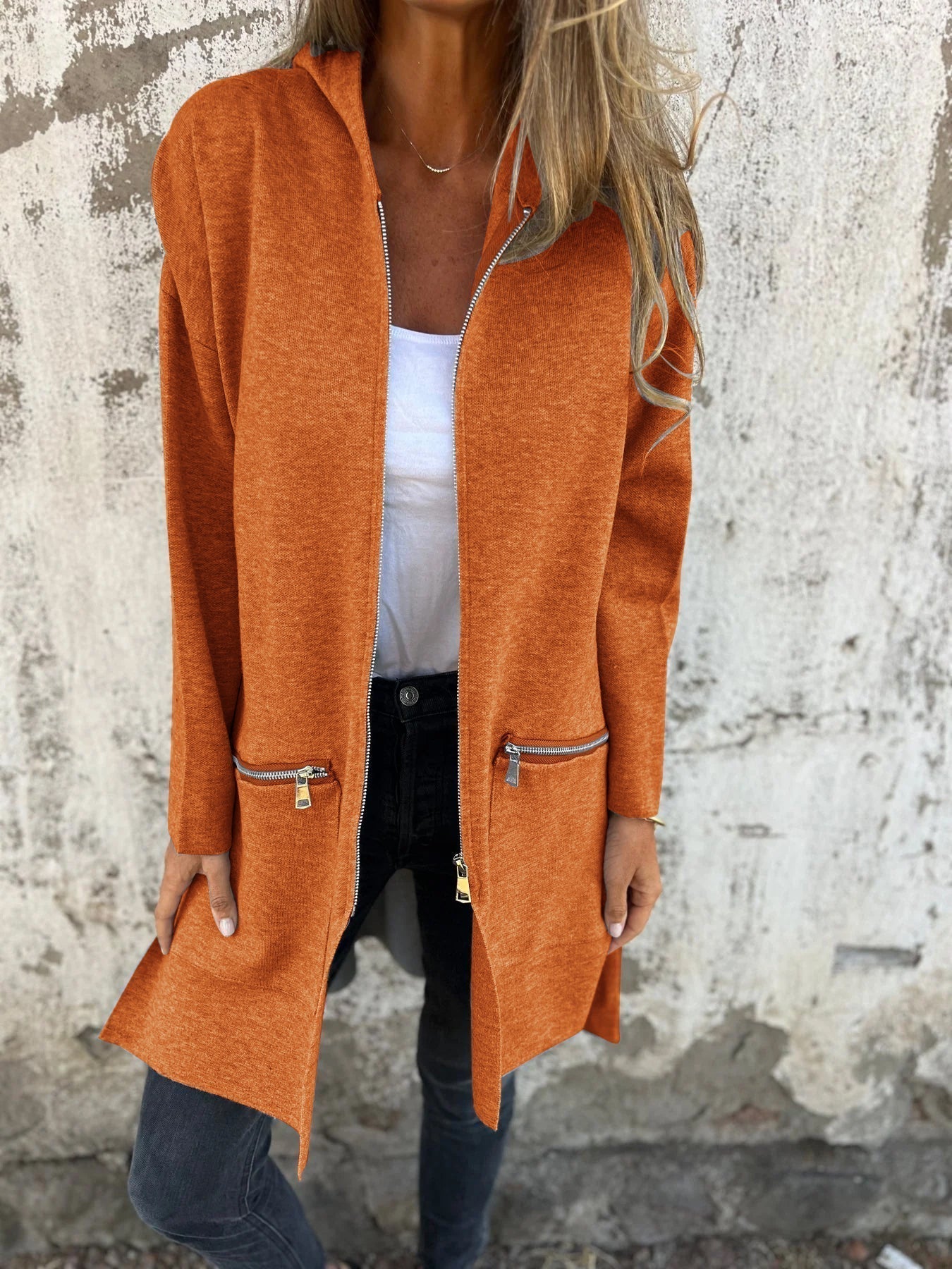 Casual Long Sleeve Jacket With Zipper for Women